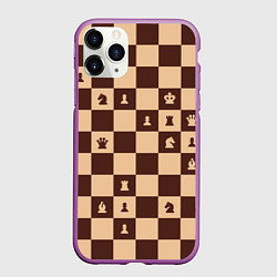 Чехол iPhone 11 Pro матовый Коричневая шахматная доска
