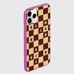 Чехол iPhone 11 Pro матовый Коричневая шахматная доска, цвет: 3D-фиолетовый — фото 2