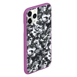 Чехол iPhone 11 Pro матовый Серый пиксельный камуфляж, цвет: 3D-фиолетовый — фото 2