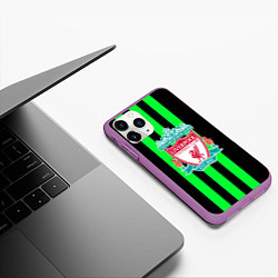 Чехол iPhone 11 Pro матовый Liverpool line green, цвет: 3D-фиолетовый — фото 2