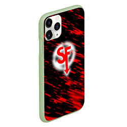 Чехол iPhone 11 Pro матовый Sally face красные искры, цвет: 3D-салатовый — фото 2