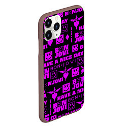 Чехол iPhone 11 Pro матовый Bon Jovi neon pink rock, цвет: 3D-коричневый — фото 2