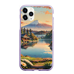 Чехол iPhone 11 Pro матовый Спокойный рассвет над японским горизонтом, цвет: 3D-светло-сиреневый