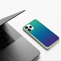 Чехол iPhone 11 Pro матовый Градиент зелёно-фиолетовый, цвет: 3D-салатовый — фото 2