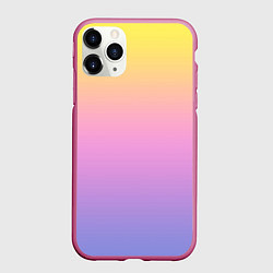 Чехол iPhone 11 Pro матовый Нежный жёлто-сиреневый градиент, цвет: 3D-малиновый