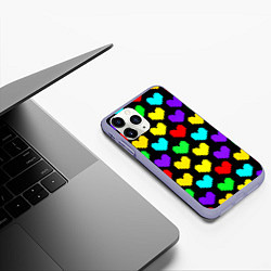Чехол iPhone 11 Pro матовый Undertale heart pattern, цвет: 3D-светло-сиреневый — фото 2