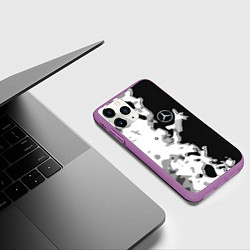 Чехол iPhone 11 Pro матовый Mercedes benz sport germany steel, цвет: 3D-фиолетовый — фото 2