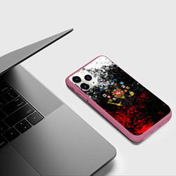 Чехол iPhone 11 Pro матовый Россия имперская брызги красок, цвет: 3D-малиновый — фото 2