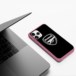 Чехол iPhone 11 Pro матовый Arsenal fc белое лого, цвет: 3D-малиновый — фото 2