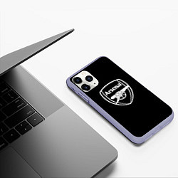 Чехол iPhone 11 Pro матовый Arsenal fc белое лого, цвет: 3D-светло-сиреневый — фото 2
