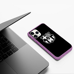 Чехол iPhone 11 Pro матовый Barcelona fc club белое лого, цвет: 3D-фиолетовый — фото 2