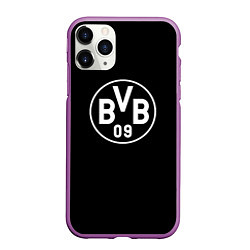 Чехол iPhone 11 Pro матовый Borussia sport fc белое лого, цвет: 3D-фиолетовый