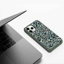 Чехол iPhone 11 Pro матовый Бирюзовый хаки абстрактный пааттерн, цвет: 3D-темно-зеленый — фото 2