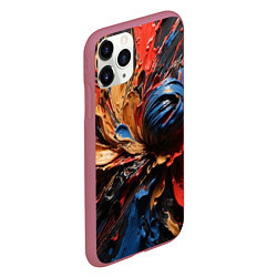 Чехол iPhone 11 Pro матовый Красные красочные брызги, цвет: 3D-малиновый — фото 2