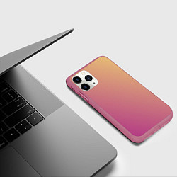 Чехол iPhone 11 Pro матовый Градиент желтый малиновый по диагонали, цвет: 3D-малиновый — фото 2