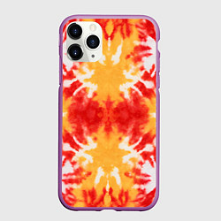 Чехол iPhone 11 Pro матовый Красно-желтый тай дай
