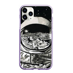 Чехол iPhone 11 Pro матовый Космонавт в черно-белом мире, цвет: 3D-светло-сиреневый