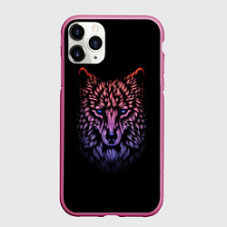 Чехол iPhone 11 Pro матовый Realistic gradient wolf, цвет: 3D-малиновый