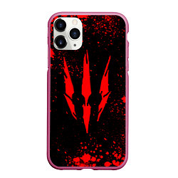 Чехол iPhone 11 Pro матовый The witcher - Краскый логотип и брызги