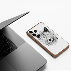 Чехол iPhone 11 Pro матовый Фантастический волк, цвет: 3D-коричневый — фото 2