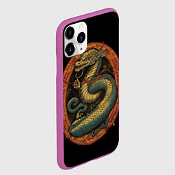 Чехол iPhone 11 Pro матовый Муай Тай дракон, цвет: 3D-фиолетовый — фото 2