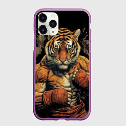 Чехол iPhone 11 Pro матовый Муай-Тай тигр боевые искусства