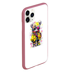 Чехол iPhone 11 Pro матовый Медвежонок аниме в стиле pop art, цвет: 3D-малиновый — фото 2