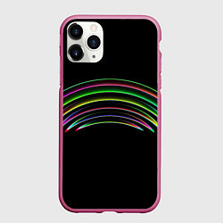 Чехол iPhone 11 Pro матовый Радужные линии, цвет: 3D-малиновый