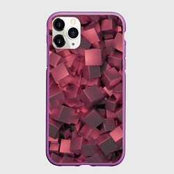 Чехол iPhone 11 Pro матовый Кубики металлические красные