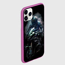 Чехол iPhone 11 Pro матовый Мотоциклист в зеленом свете, цвет: 3D-фиолетовый — фото 2
