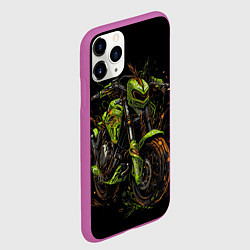 Чехол iPhone 11 Pro матовый Зеленый ретро-мотоцикл, цвет: 3D-фиолетовый — фото 2
