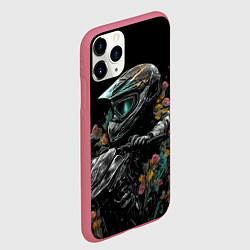 Чехол iPhone 11 Pro матовый Абстрактный байкер, цвет: 3D-малиновый — фото 2