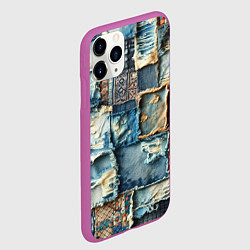 Чехол iPhone 11 Pro матовый Деним пэчворк-ржавчина, цвет: 3D-фиолетовый — фото 2