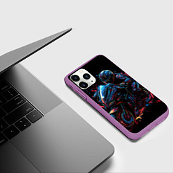 Чехол iPhone 11 Pro матовый Мотоцикл будущего в стиле киберпанк, цвет: 3D-фиолетовый — фото 2