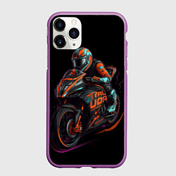 Чехол iPhone 11 Pro матовый Мотоцикл будущего в стиле киберпанк