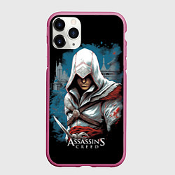 Чехол iPhone 11 Pro матовый Assassins creed белый костюм, цвет: 3D-малиновый