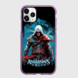 Чехол iPhone 11 Pro матовый Assassins creed холодный фон