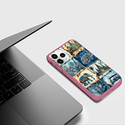 Чехол iPhone 11 Pro матовый Пэчворк из Тайланда, цвет: 3D-малиновый — фото 2