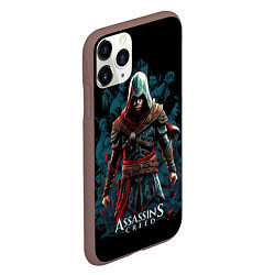 Чехол iPhone 11 Pro матовый Assassins creed черный фон, цвет: 3D-коричневый — фото 2