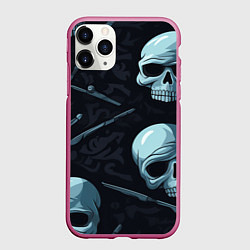 Чехол iPhone 11 Pro матовый Черепа и ножи
