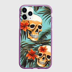 Чехол iPhone 11 Pro матовый Черепа на море, цвет: 3D-фиолетовый