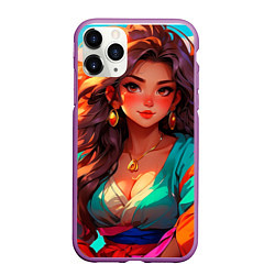 Чехол iPhone 11 Pro матовый Girl в кимоно, цвет: 3D-фиолетовый