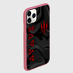 Чехол iPhone 11 Pro матовый Ведьмак - Серые волны, цвет: 3D-малиновый — фото 2