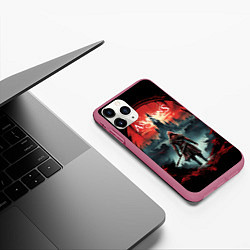 Чехол iPhone 11 Pro матовый Assassins creed город на горизонте, цвет: 3D-малиновый — фото 2