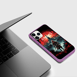Чехол iPhone 11 Pro матовый Assassins creed город на горизонте, цвет: 3D-фиолетовый — фото 2