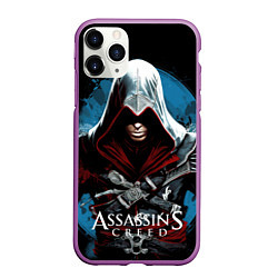 Чехол iPhone 11 Pro матовый Assassins creed темный синий фон