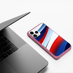 Чехол iPhone 11 Pro матовый Волнистая абстракция в стиле минимализм, цвет: 3D-малиновый — фото 2