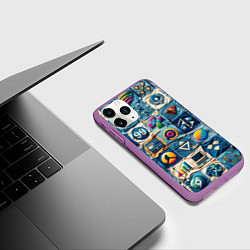 Чехол iPhone 11 Pro матовый Пэчворк деним из девяностых, цвет: 3D-фиолетовый — фото 2