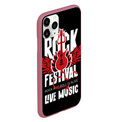 Чехол iPhone 11 Pro матовый Rock festival - live music, цвет: 3D-малиновый — фото 2