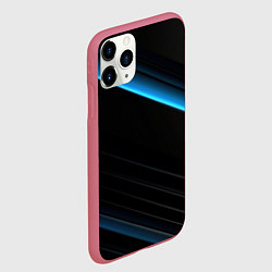 Чехол iPhone 11 Pro матовый Геометрическая синяя абстракция на черном фоне мин, цвет: 3D-малиновый — фото 2
